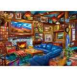 Completed Home Sweet Home - Artistic Retreat puzzle featuring a cozy artist's cabin 500 piece puzzle by Masterpieces