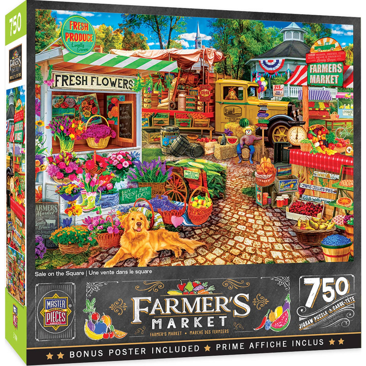 Farmer's Market - Sale on the Square 750 Piece Puzzle by MasterPieces | Vibrant Local Market Jigsaw Puzzle