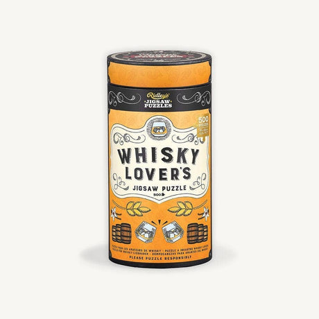 Whisky bottle-style tube packaging for the Whisky Lover's 500-piece jigsaw puzzle