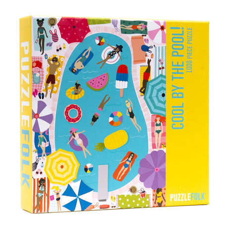 Stay cool this summer with this 1000 piece puzzle by puzzlefolk Cool By The Pool. Relax and enjoy these vibrant colors as you relax and unwind. 