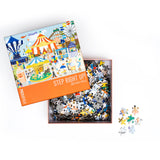 Circus and fair scene jigsaw puzzle box with 500 pieces