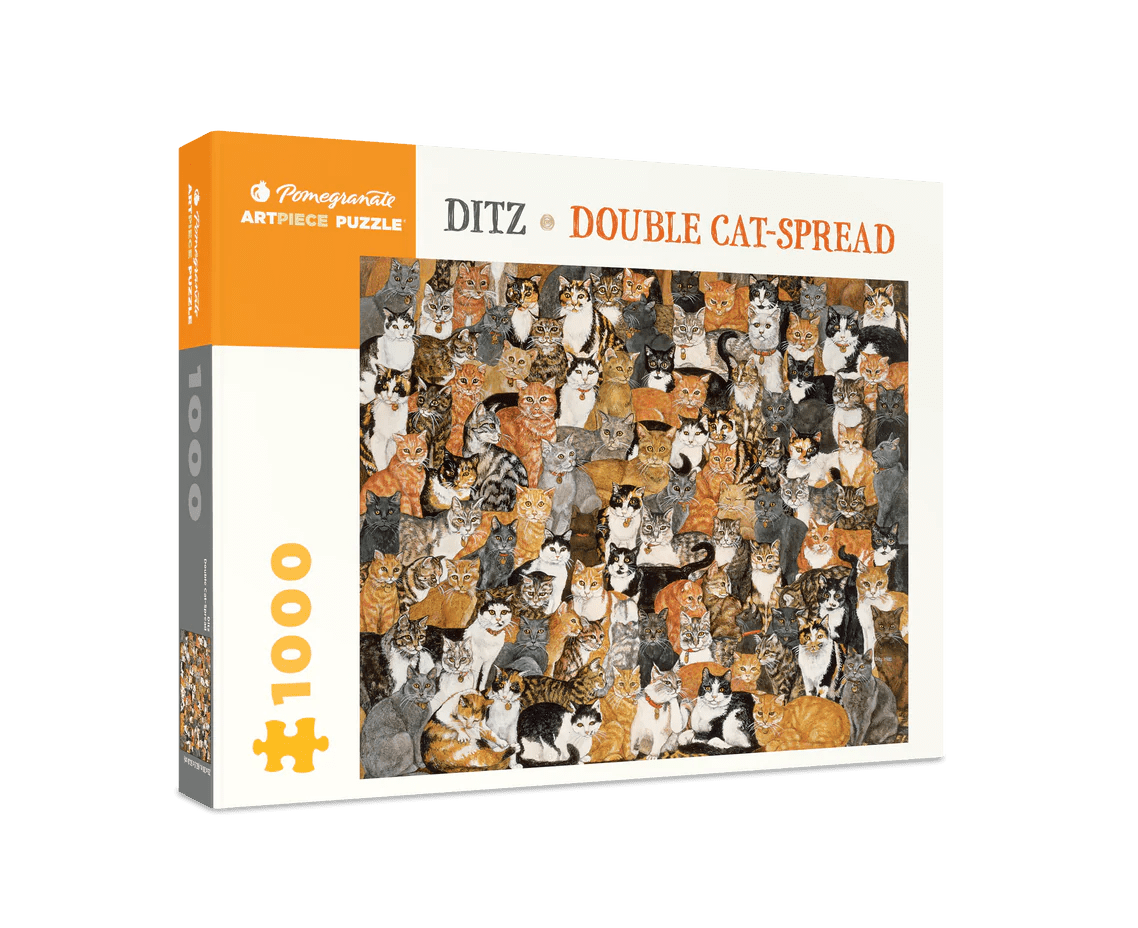 Double Cat - Spread 1000 - Piece Jigsaw Puzzle by Pomegranate - Ditz Art - Pomegranate - Jigsaw Puzzles - The Puzzle Center - 