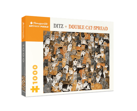 Double Cat - Spread 1000 - Piece Jigsaw Puzzle by Pomegranate - Ditz Art - Pomegranate - Jigsaw Puzzles - The Puzzle Center - 