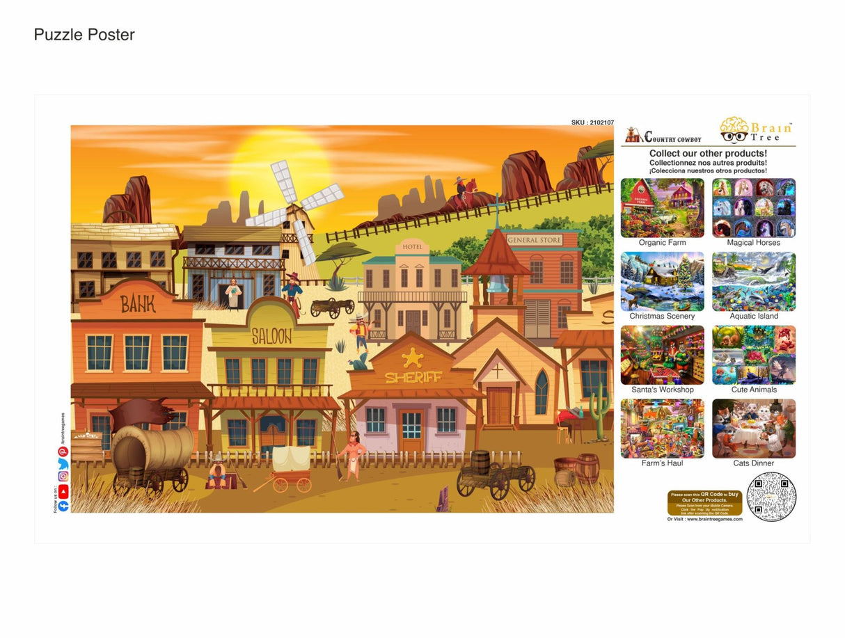 Country Cowboys Puzzle - 1000 Piece Panoramic Jigsaw Puzzle by Brain Tree Games