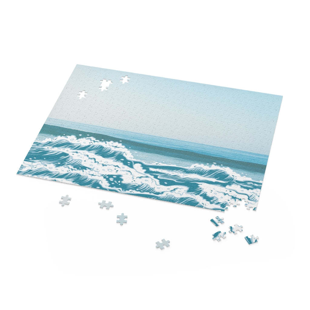 Jigsaw Puzzle 500 Piece - Beach Waves by Onetify