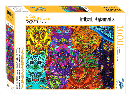 Tribal Animal Puzzles - 1000 Piece Unique Jigsaw Puzzle by Brain Tree Games