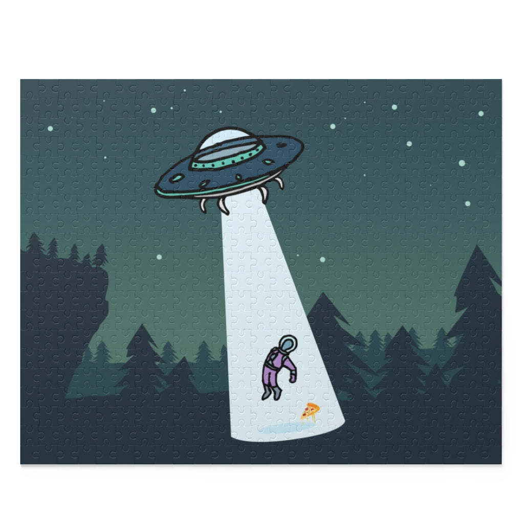Jigsaw Puzzle 500 Piece - Alien Abduction with Pizza by Onetify