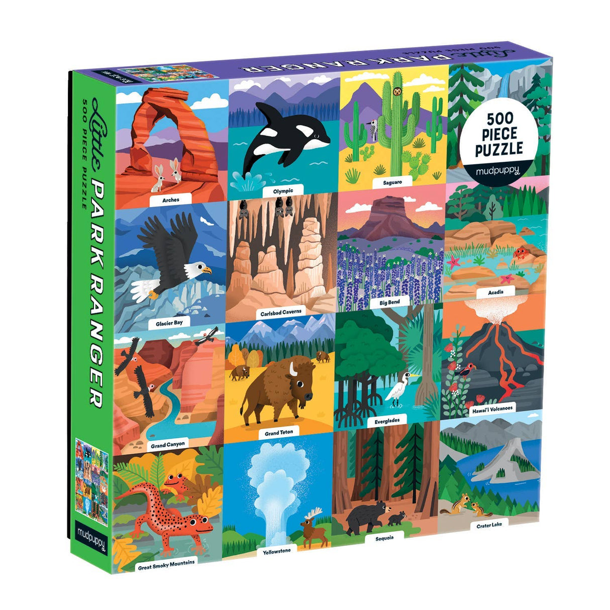 Little Park Ranger 500 piece puzzle by Mudpuppy featuring portraits of U.S. National Parks