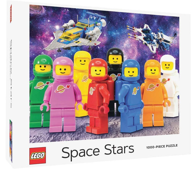 LEGO Space Stars 1000-piece jigsaw puzzle with iconic LEGO spacemen and spaceships