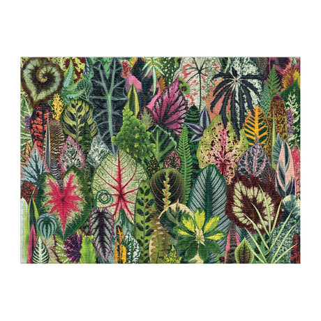 Completed Houseplant Jungle puzzle by Galison showcasing 51 different houseplant leaves