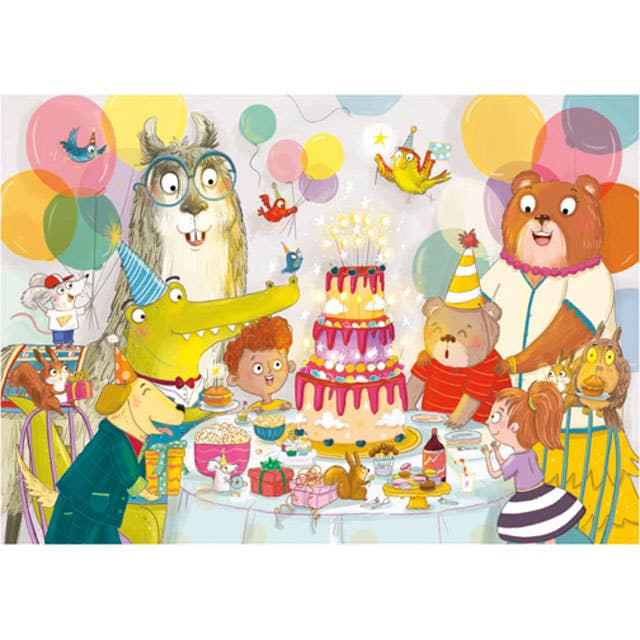 High-quality 30 piece puzzle featuring fun birthday puzzle for kids aged 3+