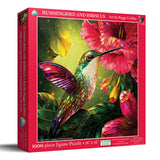 Nature-themed 1000 piece jigsaw puzzle featuring a hummingbird and hibiscus