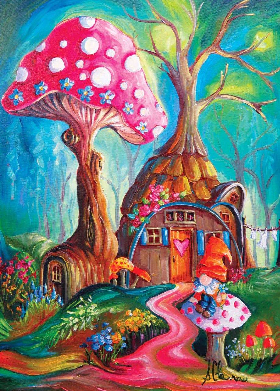 The Secret Forest 1000 Piece Puzzle by JaCaRou featuring a magical mushroom house