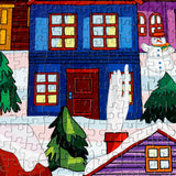 Winter-themed jigsaw puzzle with 1000 pieces, featuring a snow-covered landscape