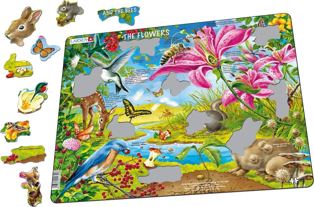 Flowers and Bees 55 Piece Children's Educational Jigsaw Puzzle by Larsen Puzzles - Buzzing with Learning Fun - Larsen - Jigsaw Puzzles - The Puzzle Center - 