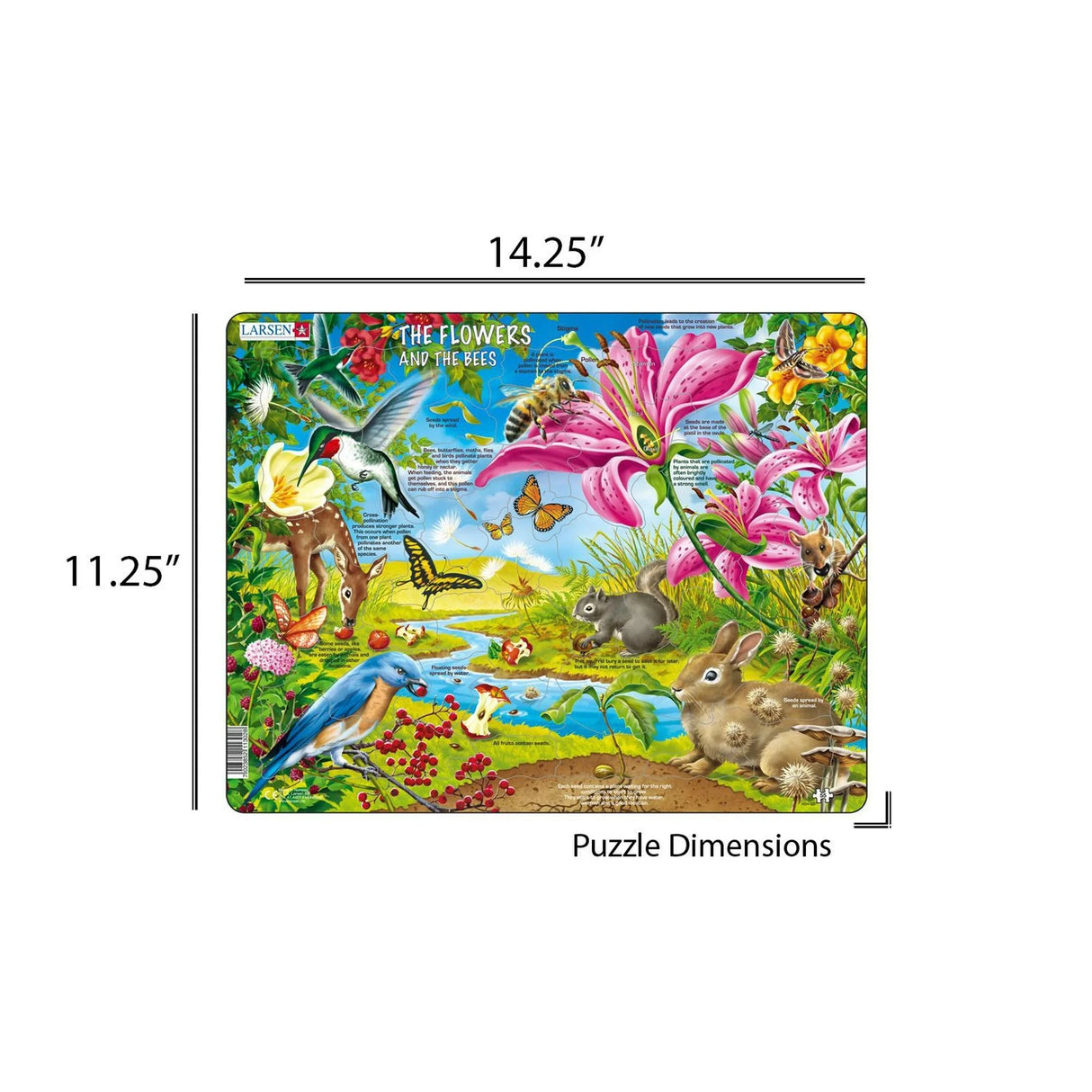 Flowers and Bees 55 Piece Children's Educational Jigsaw Puzzle by Larsen Puzzles - Buzzing with Learning Fun - Larsen - Jigsaw Puzzles - The Puzzle Center - 