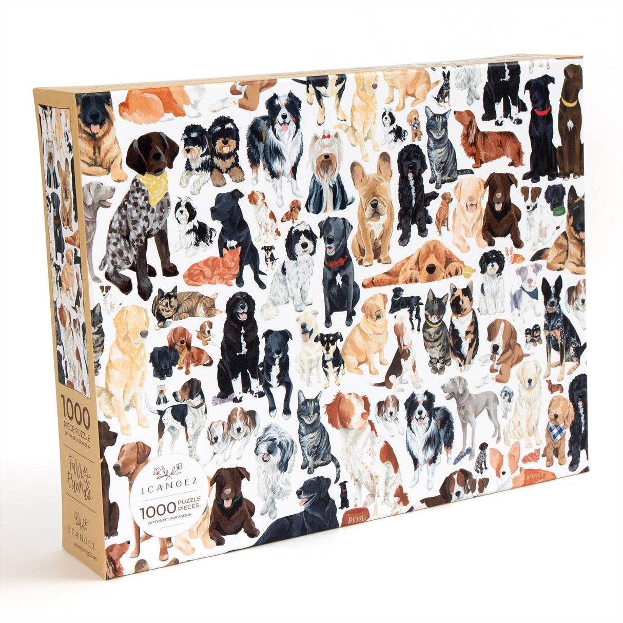 Furry Friends 1000 Piece Dog & Cat Jigsaw Puzzle by 1Canoe2 - 1canoe2 | One Canoe Two Paper Co. - Jigsaw Puzzles - The Puzzle Center - 