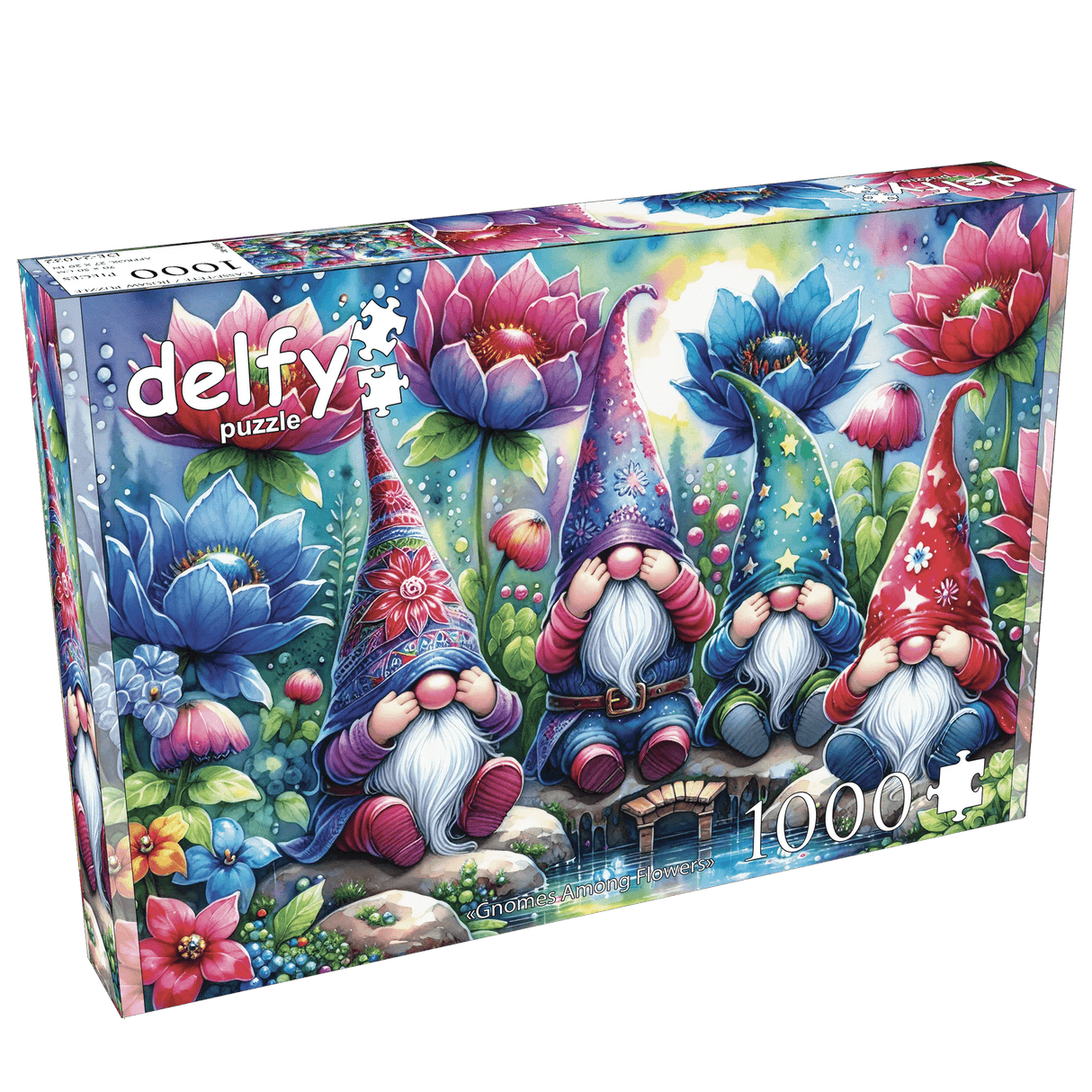 Gnomes Among Flowers 1000 Piece Jigsaw Puzzle by Delfy Puzzles - Delfy - Jigsaw Puzzles - The Puzzle Center