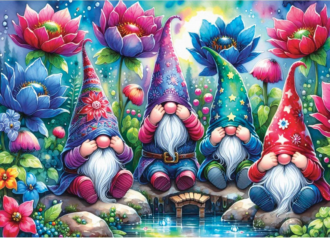 Gnomes Among Flowers 1000 Piece Jigsaw Puzzle by Delfy Puzzles - Delfy - Jigsaw Puzzles - The Puzzle Center