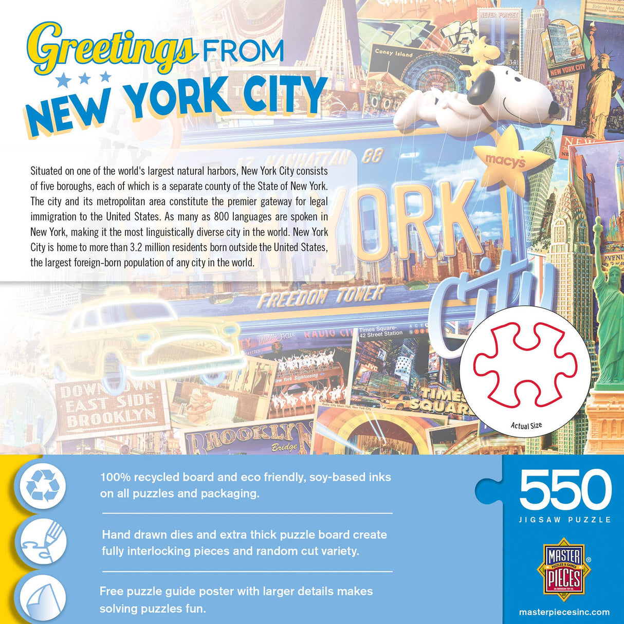 Greetings From New York - 550 Piece Jigsaw Puzzle by Masterpieces Puzzles - Masterpieces Puzzles - Jigsaw Puzzles - The Puzzle Center