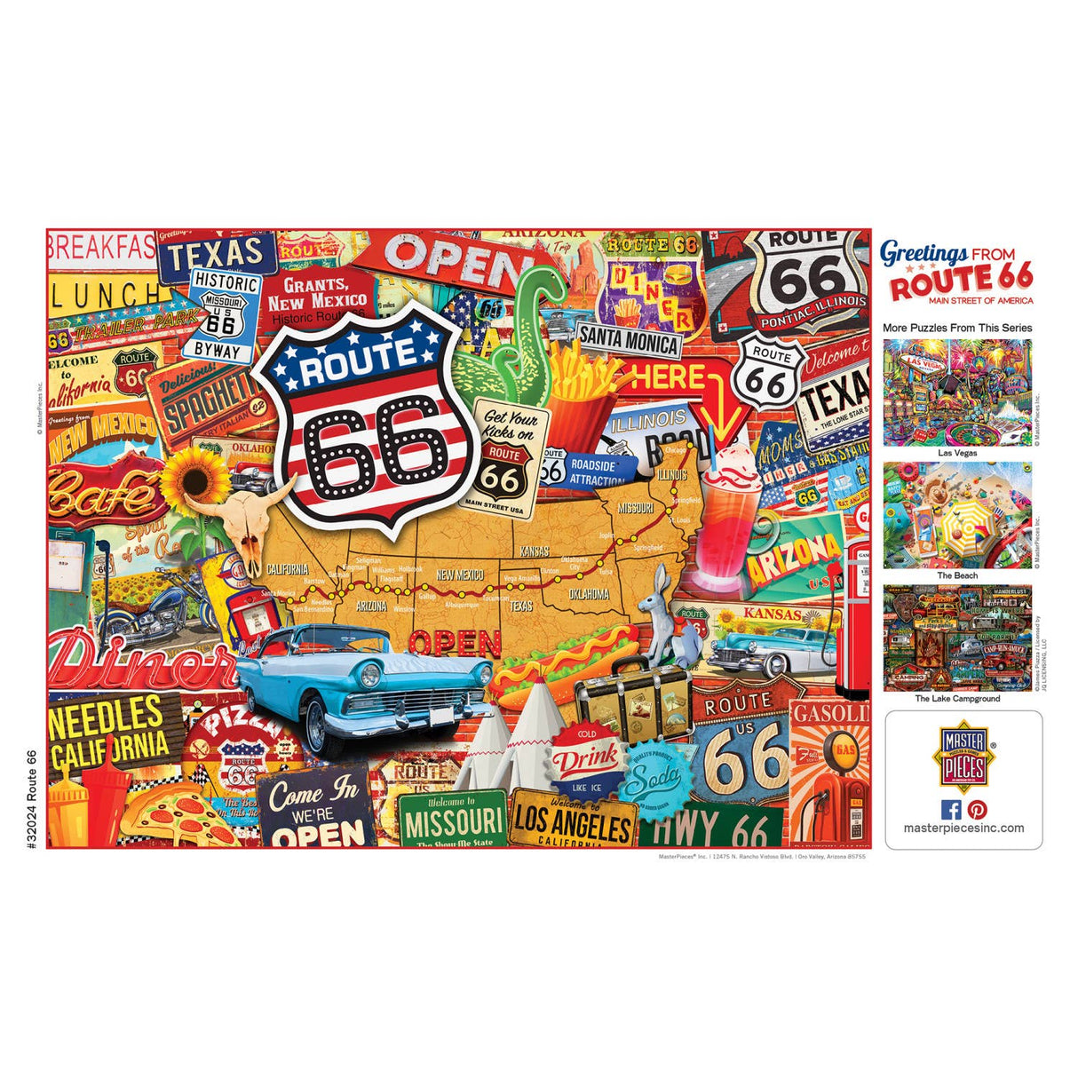 Greetings From Route 66 - 550 Piece Puzzle by MasterPieces - Masterpieces Puzzles - Jigsaw Puzzles - The Puzzle Center - 