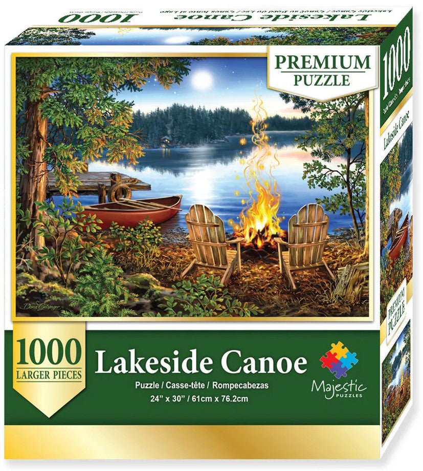 Majestic Lakeside Canoe 1000 Piece Wooden Jigsaw Puzzle by Springbok Puzzles - Serene Nature Adventure - Springbok Puzzles - Jigsaw Puzzles - The Puzzle Center - 