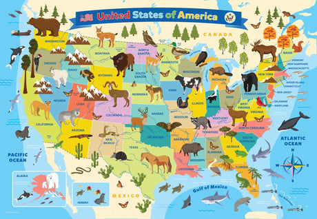 Map of the United States of America 100 Piece Jigsaw Puzzle by Eurographics - SMART KIDS Collection - Eurographics - Jigsaw Puzzles - The Puzzle Center - 