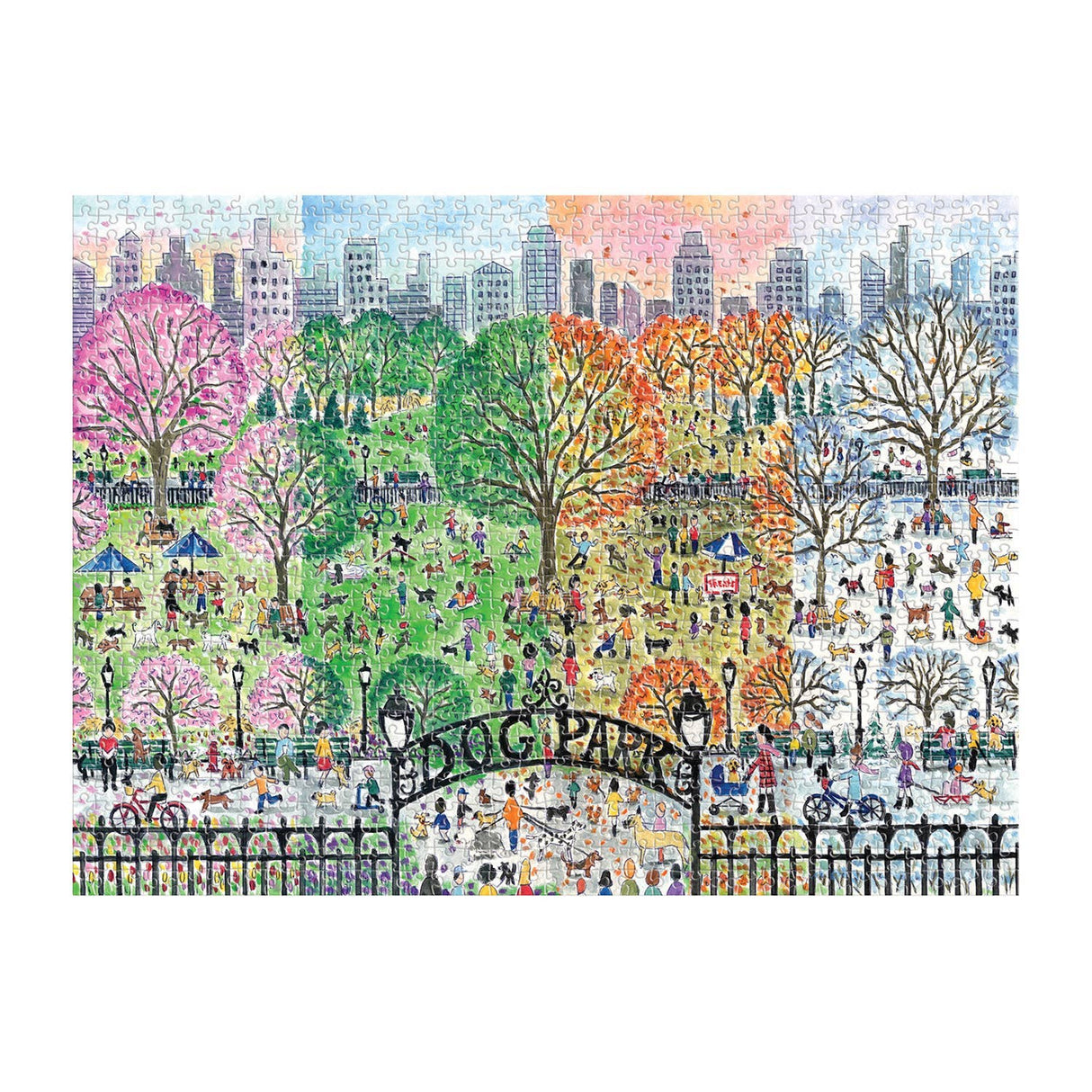 Michael Storrings Dog Park in Four Seasons 1000 Piece Jigsaw Puzzle by Galison - Galison - Jigsaw Puzzles - The Puzzle Center