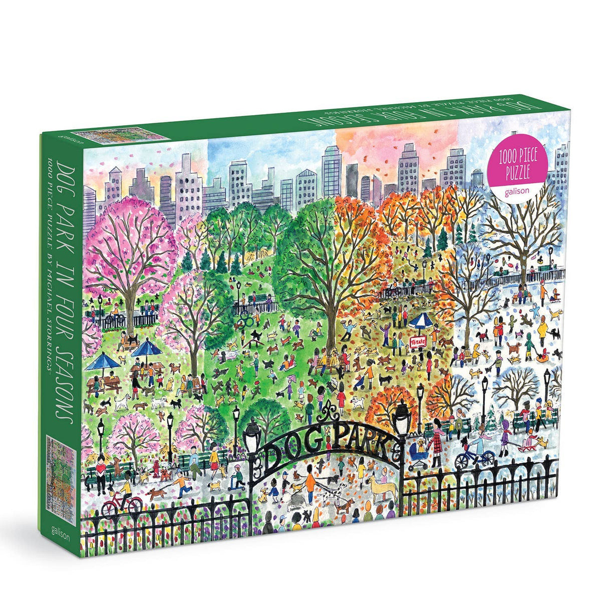 Michael Storrings Dog Park in Four Seasons 1000 Piece Jigsaw Puzzle by Galison - Galison - Jigsaw Puzzles - The Puzzle Center