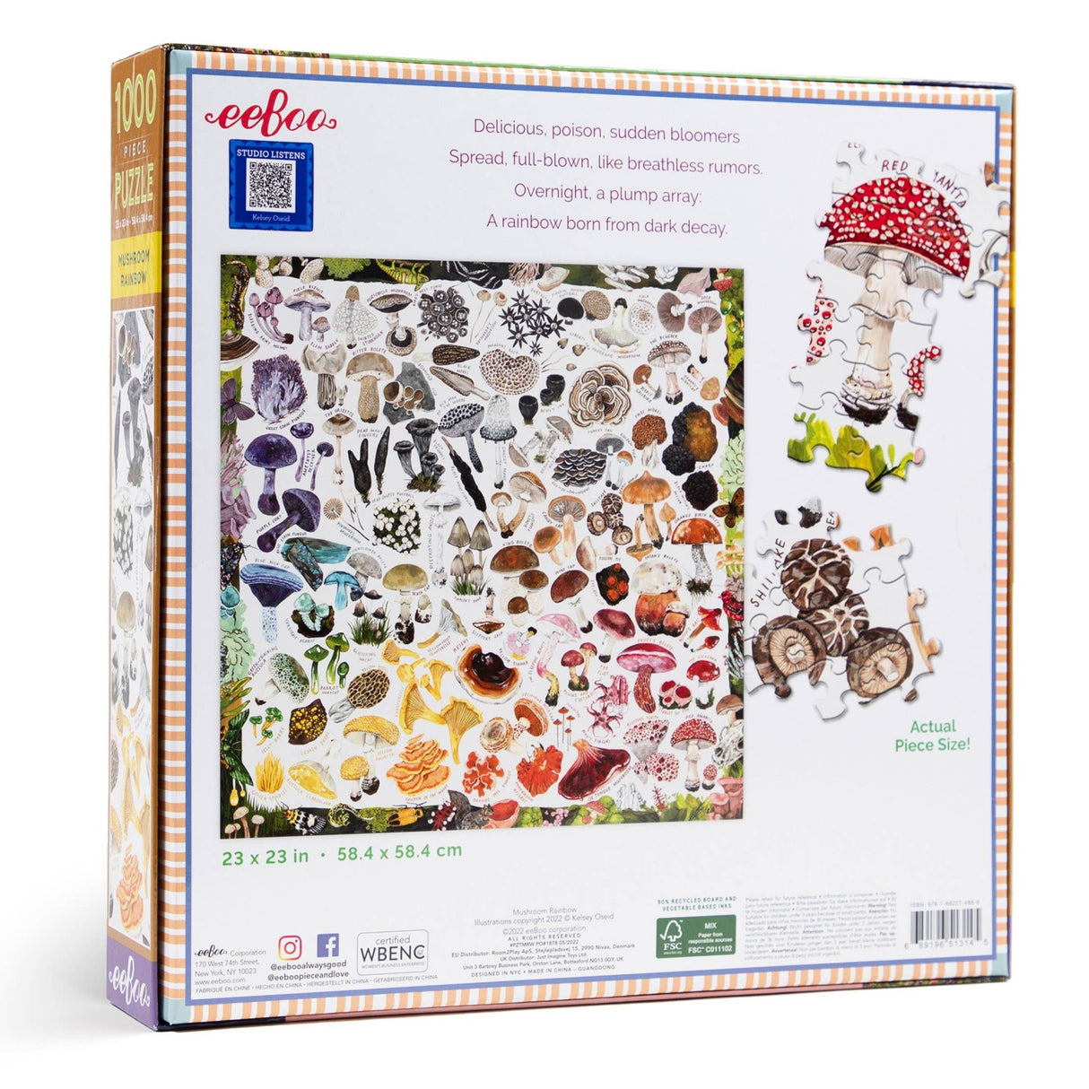 Mushroom Rainbow 1000 Piece Square Jigsaw Puzzle by eeBoo - eeBoo - Jigsaw Puzzles - The Puzzle Center - 