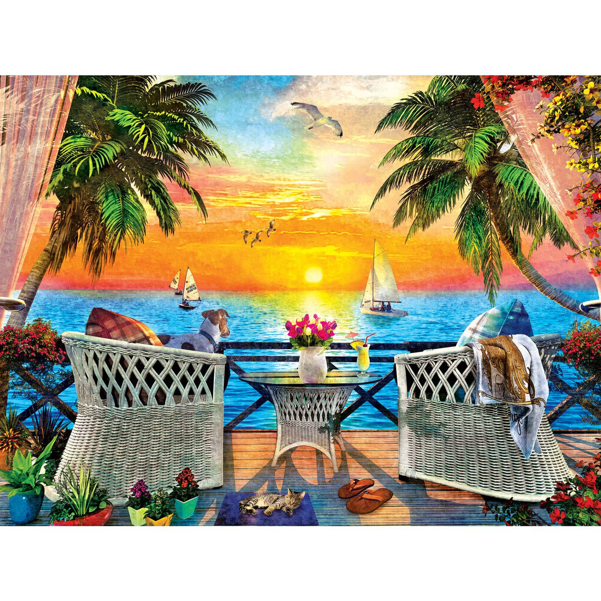 Paradise Beach - On the Balcony 550 Piece Puzzle by Masterpieces Puzzles - Masterpieces Puzzles - Jigsaw Puzzles - The Puzzle Center