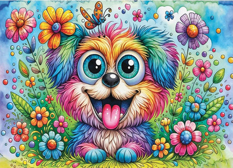 Paw-Sitive Vibes dog puzzle by Delfy Puzzles 1000 Piece Jigsaw Puzzle