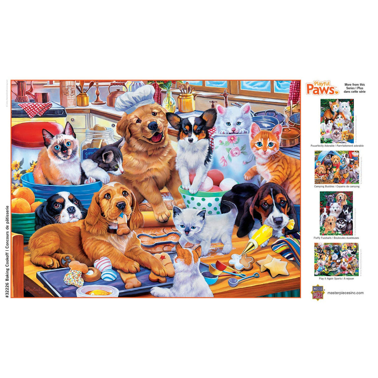 Playful Paws - Baking Cookoff 300 Piece EZ Grip Puzzle by MasterPieces | Adorable Kitten and Puppy Jigsaw Puzzle - Masterpieces Puzzles - Jigsaw Puzzles - The Puzzle Center - 