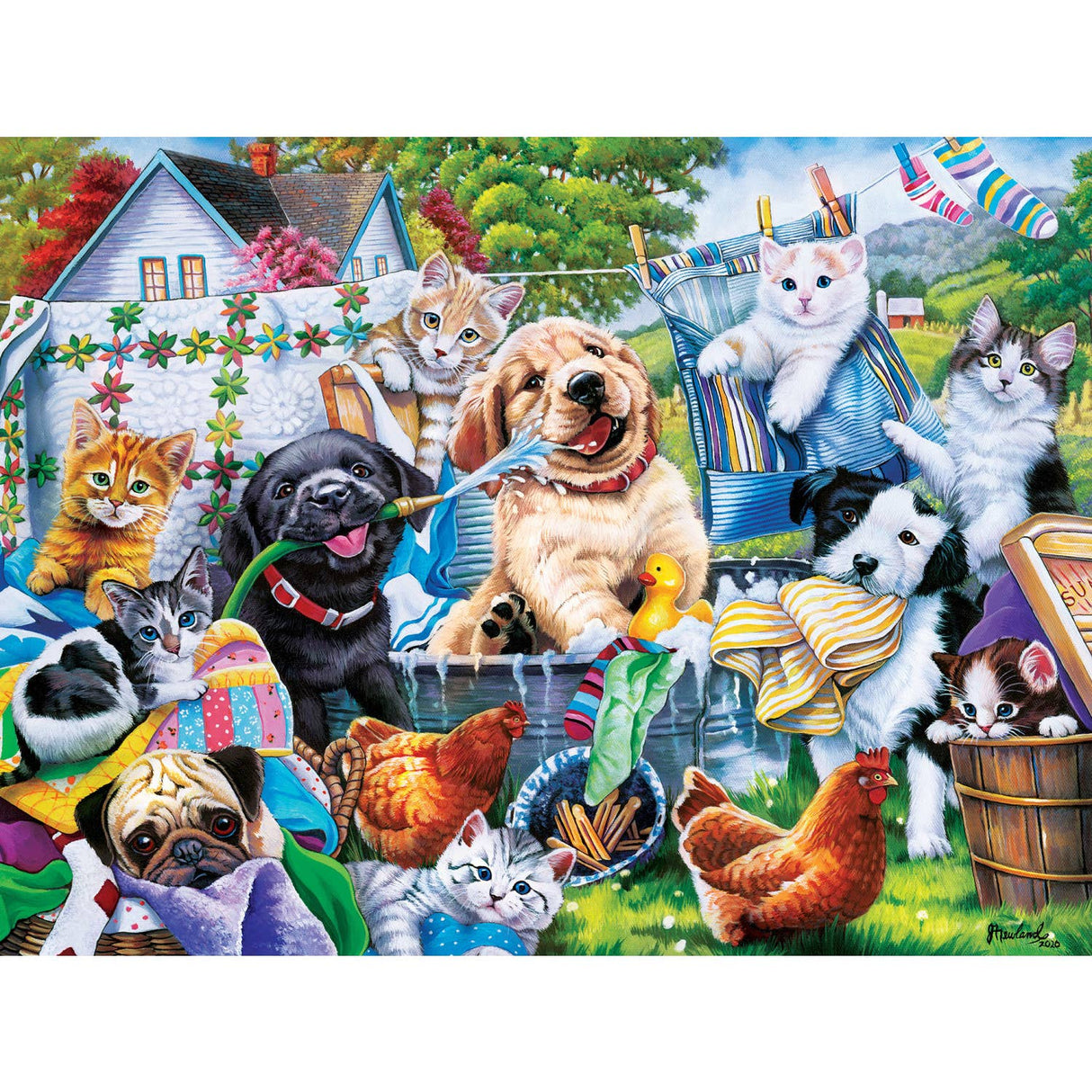 Playful Paws - Washing Time 300 Piece EZ Grip Puzzle by Masterpieces Puzzles - Masterpieces Puzzles - Jigsaw Puzzles - The Puzzle Center