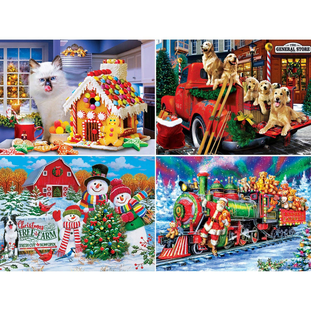 Season's Greetings 500 Piece Jigsaw Puzzles 4 - Pack by Masterpieces - Masterpieces Puzzles - Jigsaw Puzzles - The Puzzle Center - 