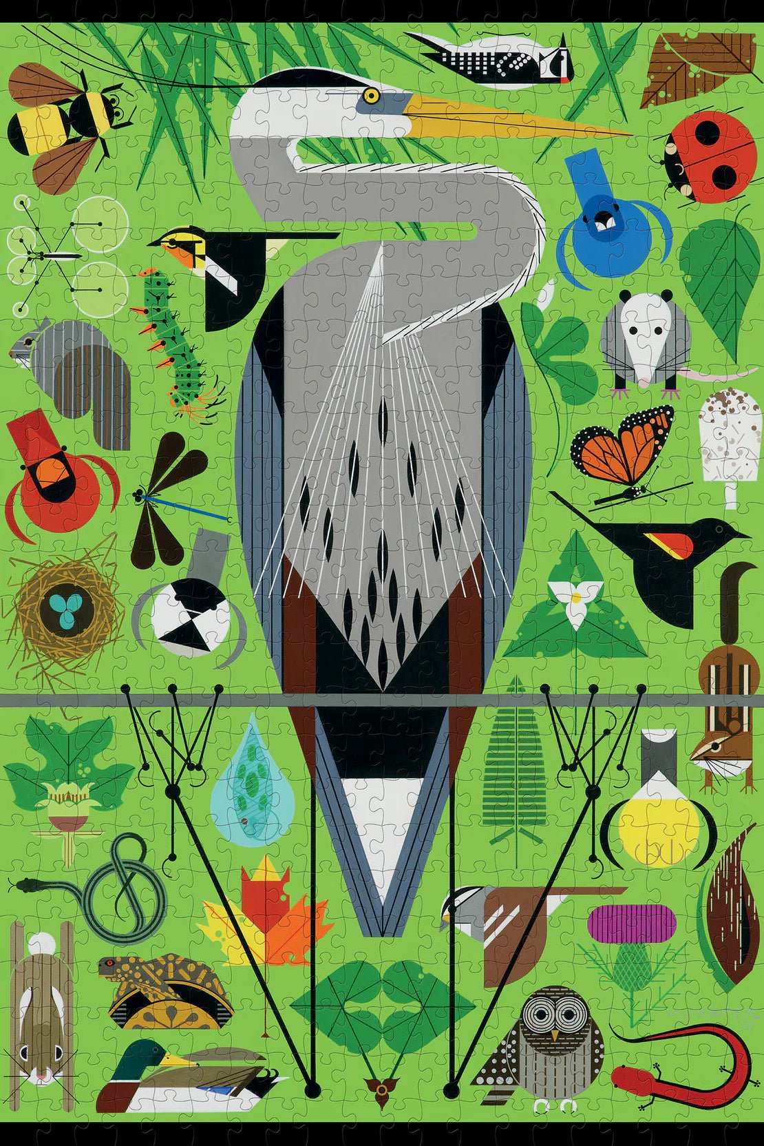 Secret Sanctuary 500 - Piece Jigsaw Puzzle by Pomegranate - Charley Harper Art - Pomegranate - Jigsaw Puzzles - The Puzzle Center - 