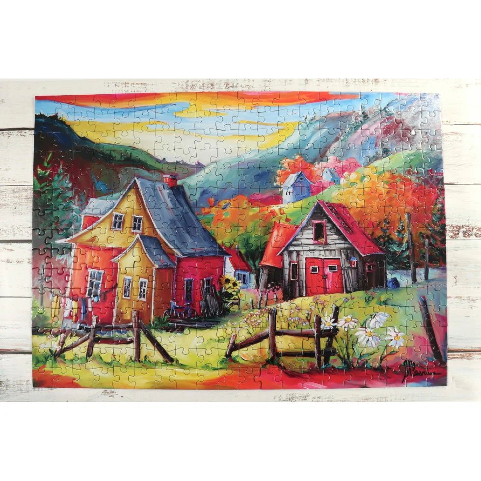 Sur La Rue Des Tremblay 300 Piece Jigsaw Puzzle by JaCaRou Puzzles - Large Piece Country Art - JaCaRou Puzzles Inc. - Jigsaw Puzzles - The Puzzle Center - 