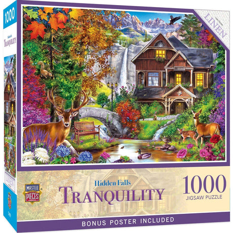 Tranquility - Hidden Falls Cottage 1000 Piece Jigsaw Puzzle by Masterpieces Puzzles - Masterpieces Puzzles - Jigsaw Puzzles - The Puzzle Center