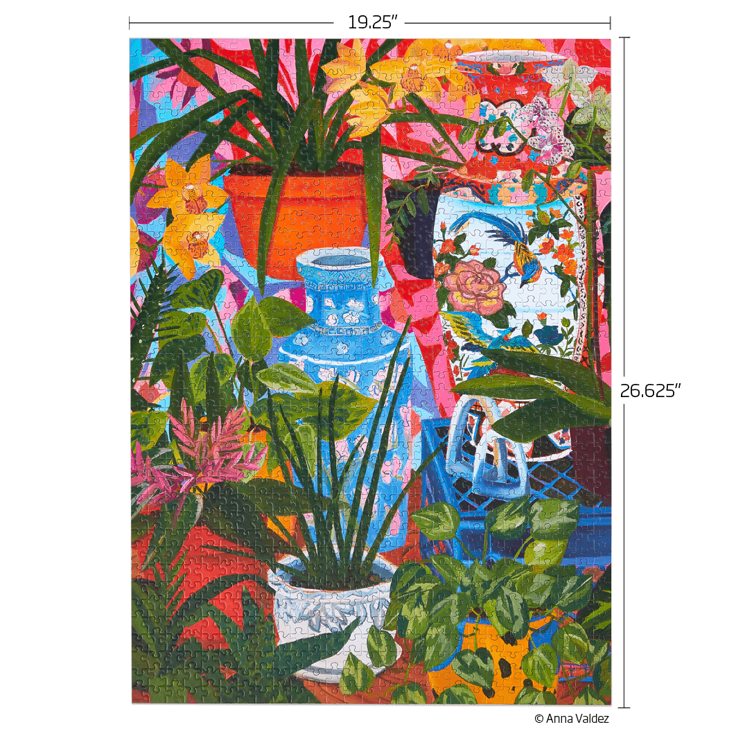 Tropical Vases Floral Still Life 1000 Piece Jigsaw Puzzle by WerkShoppe Puzzles - WerkShoppe - Jigsaw Puzzles - The Puzzle Center