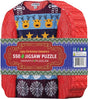 EuroGraphics Ugly Christmas Sweaters 550-piece jigsaw puzzle pieces in sweater-shaped tin