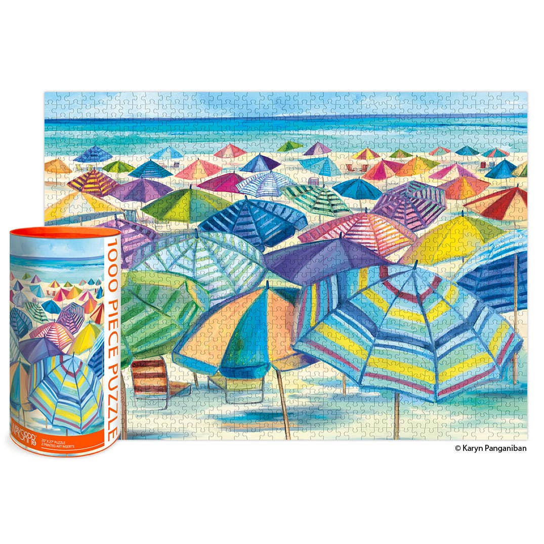 Umbrella Beach 1000 Piece Jigsaw Puzzle by WerkShoppe Puzzles - WerkShoppe - Jigsaw Puzzles - The Puzzle Center