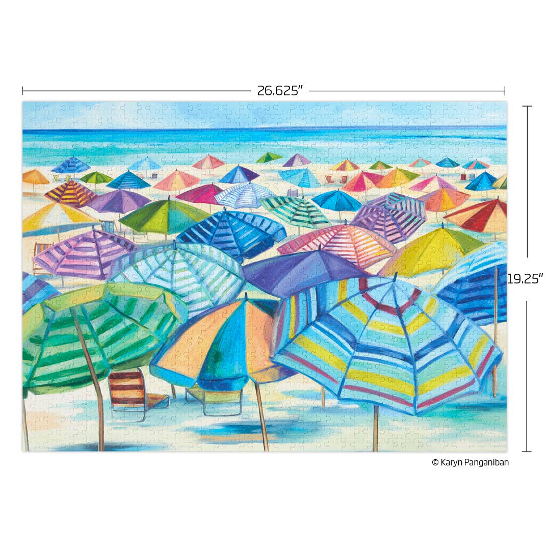 Umbrella Beach 1000 Piece Jigsaw Puzzle by WerkShoppe Puzzles - WerkShoppe - Jigsaw Puzzles - The Puzzle Center