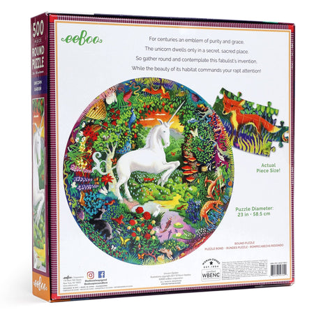 Unicorn Garden 500 Piece Round Puzzle by eeBoo - eeBoo - Jigsaw Puzzles - The Puzzle Center