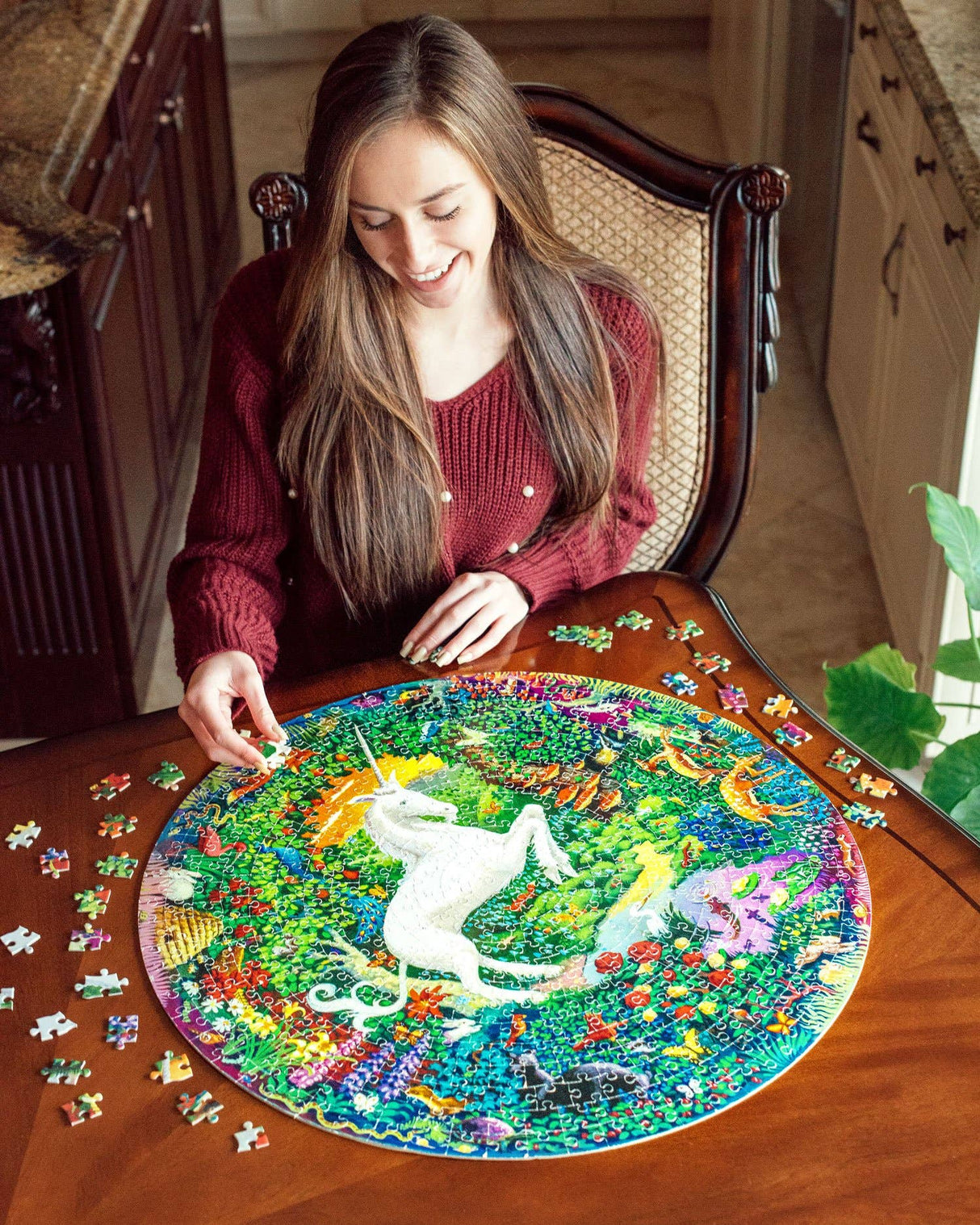 Unicorn Garden 500 Piece Round Puzzle by eeBoo - eeBoo - Jigsaw Puzzles - The Puzzle Center