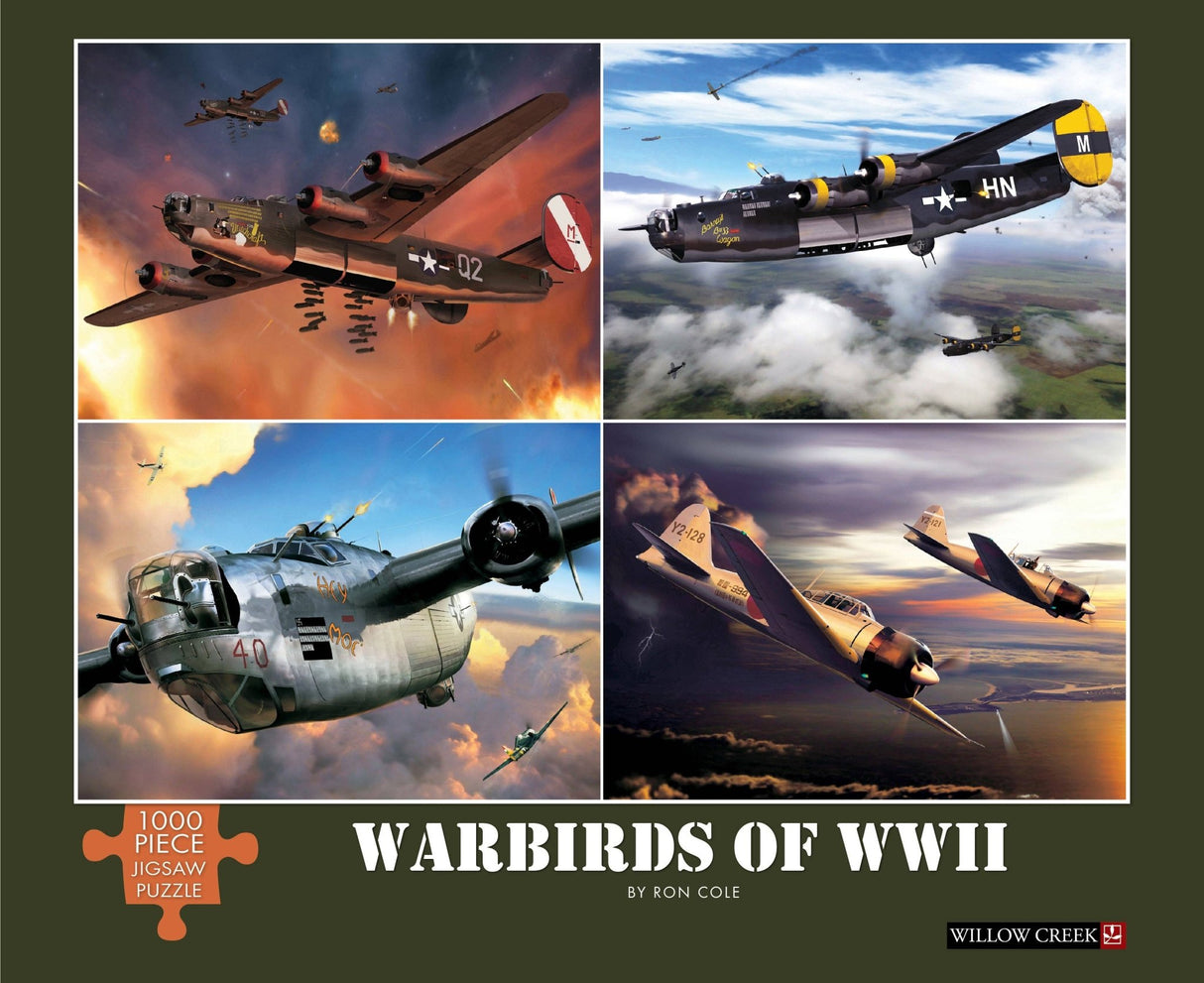 Box of Warbirds of WWII puzzle showcasing WWII fighter and bomber planes