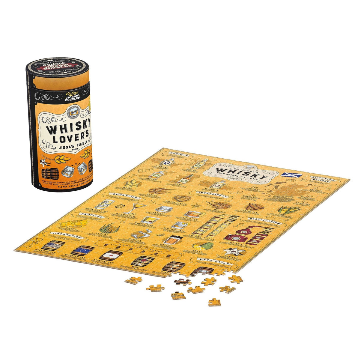 Completed Whisky Lover's puzzle displaying whisky regions and ingredients