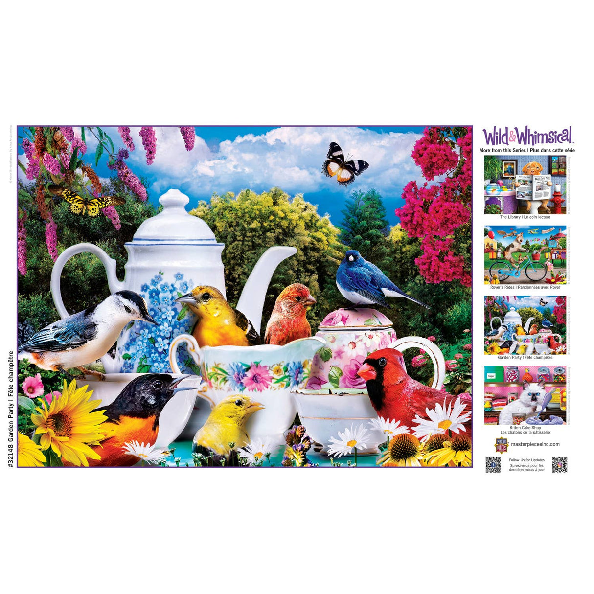 Wild & Whimsical - Garden Party 300 Piece EZ Grip Puzzle by MasterPieces | Cute Birds Tea Time Jigsaw Puzzle - Masterpieces Puzzles - Jigsaw Puzzles - The Puzzle Center