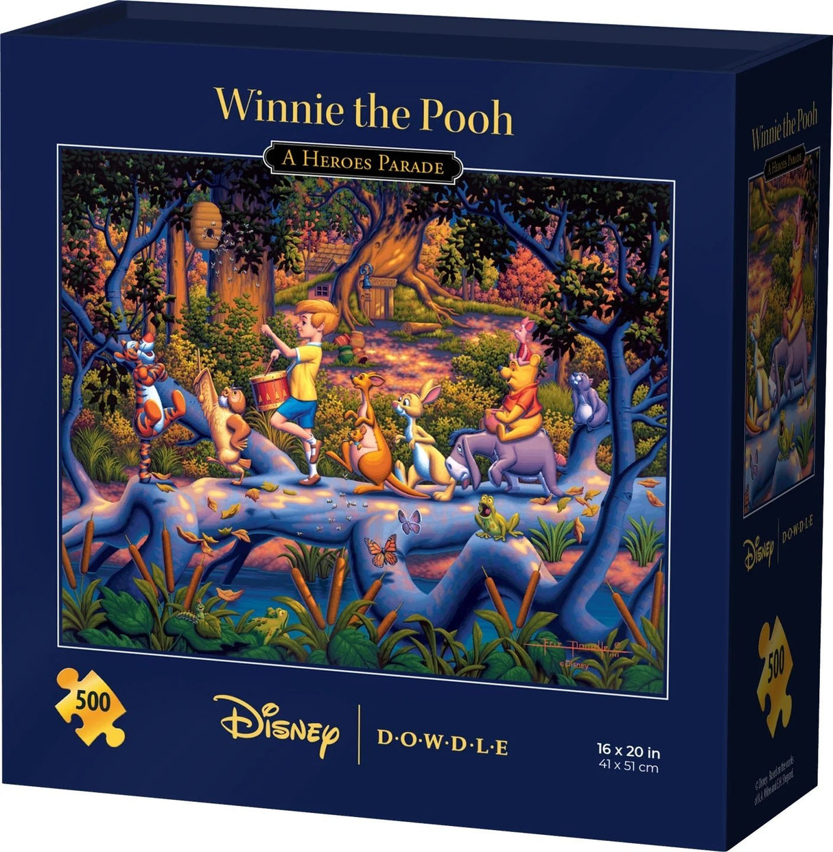 Winnie the Pooh – A Heroes Parade 500-piece puzzle box featuring Pooh, Piglet, and friends