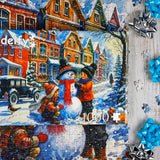 Finished Winter Scene 1000-piece puzzle with puzzle box from Winter Scene by Delfy Puzzle